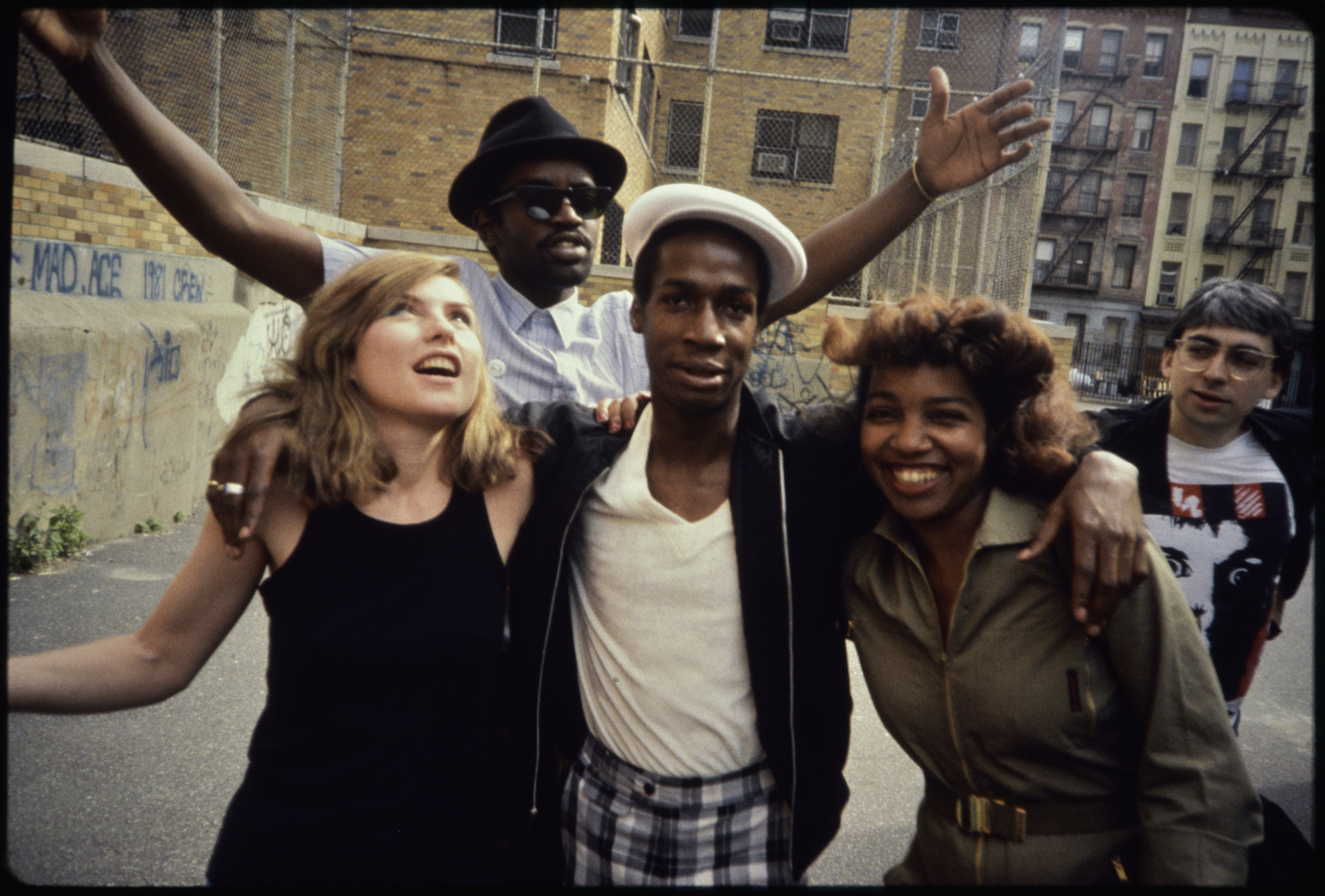 Grand Master Flash, Debbie Harry, Fab 5 Freddy, Chris Stein of Blondie and friend (1981)