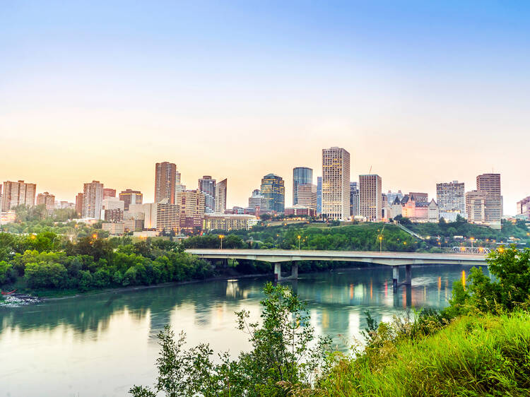 Edmonton downtown after sunset, alberta, Canada