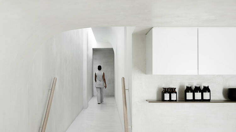 An all-white space in Willow Urban Retreat, a wellness centre.