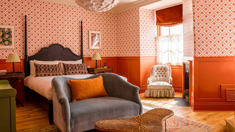 A brightly patterned bedroom  (Photograph: The Mitre)