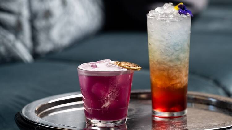Two rainbow cocktails at The Star