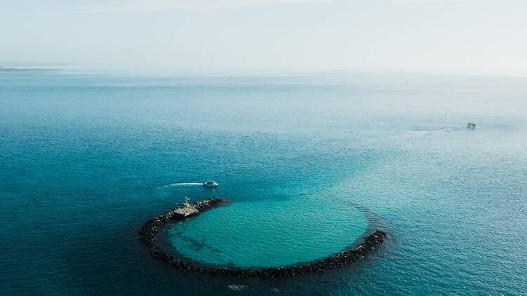 An aerial view of Popes Eye Marine Park Port Phillip Bay