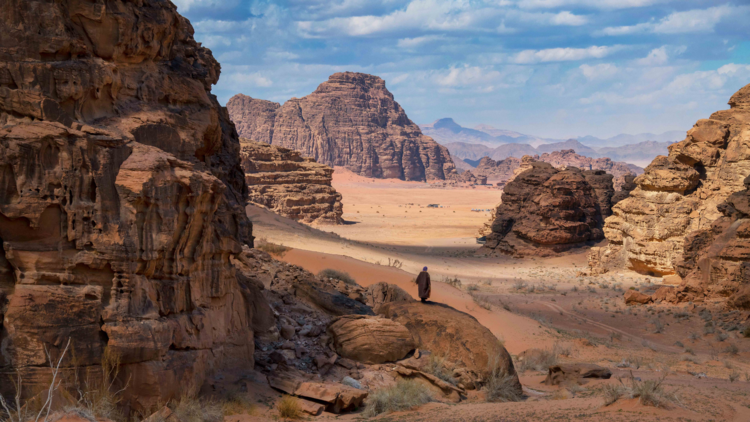A desert scape in Petra, Jordan 