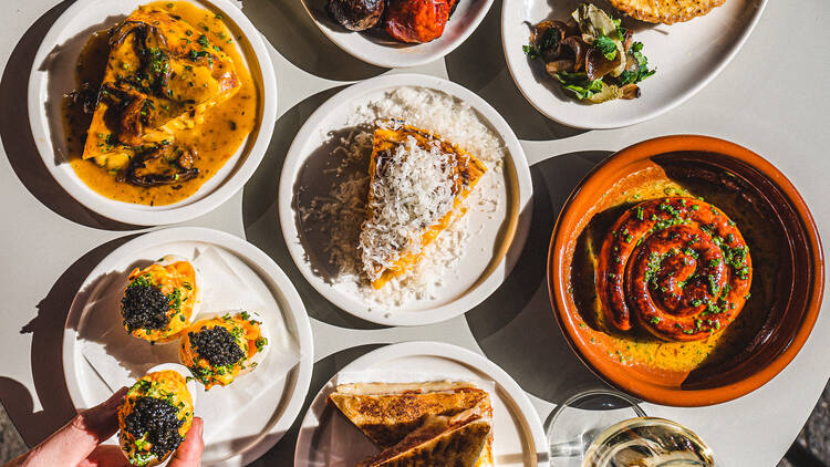 Spanish food on a table.