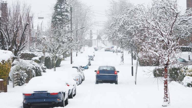 A street with thick snow 