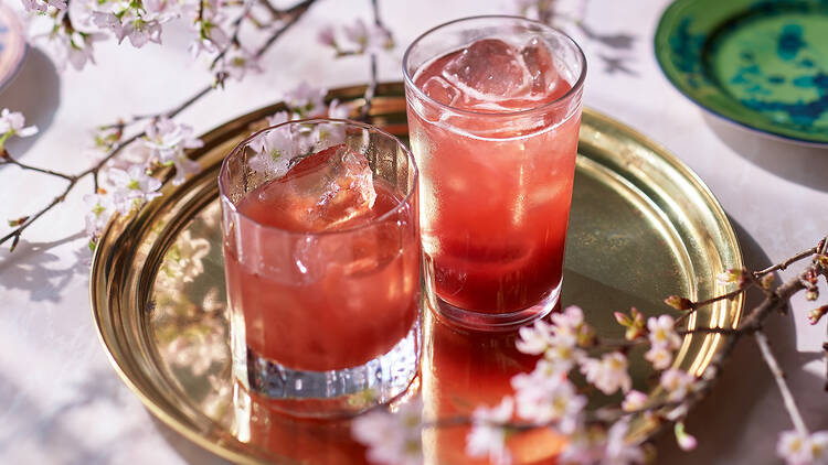 cherry blossom gin and soda at Bills Ginza