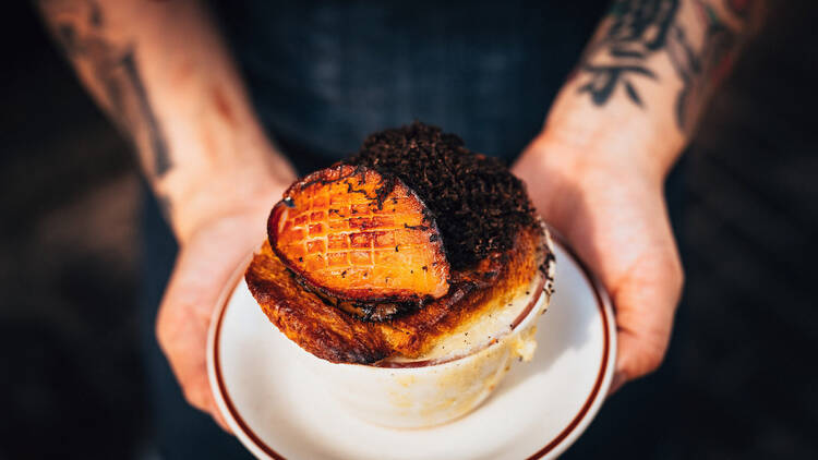 Abalone congee pot pie