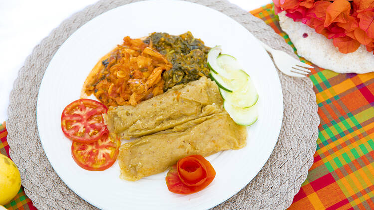 Ducana and saltfish, Antigua