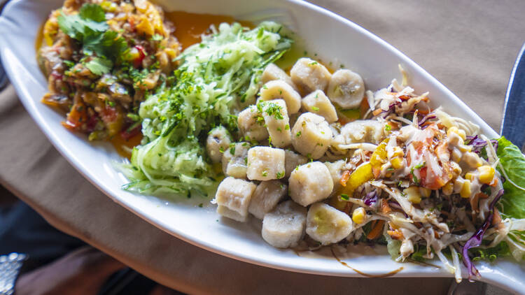 Green figs and saltfish, St Lucia