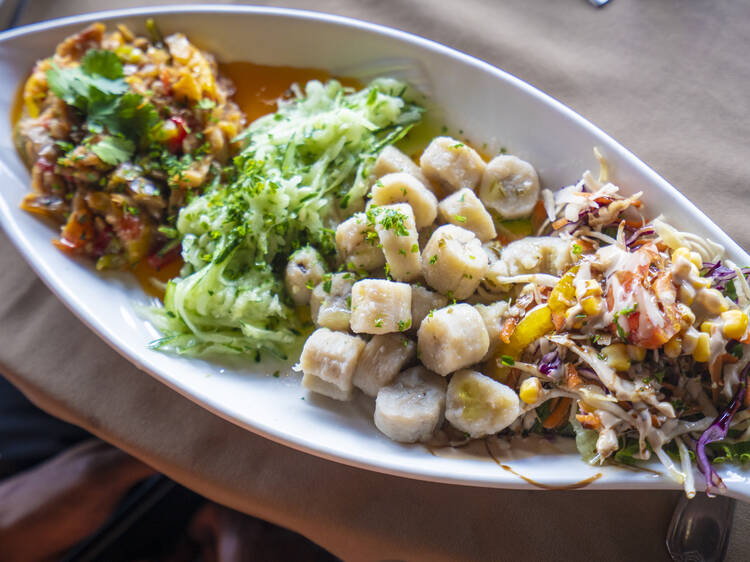 Green figs and saltfish, St Lucia