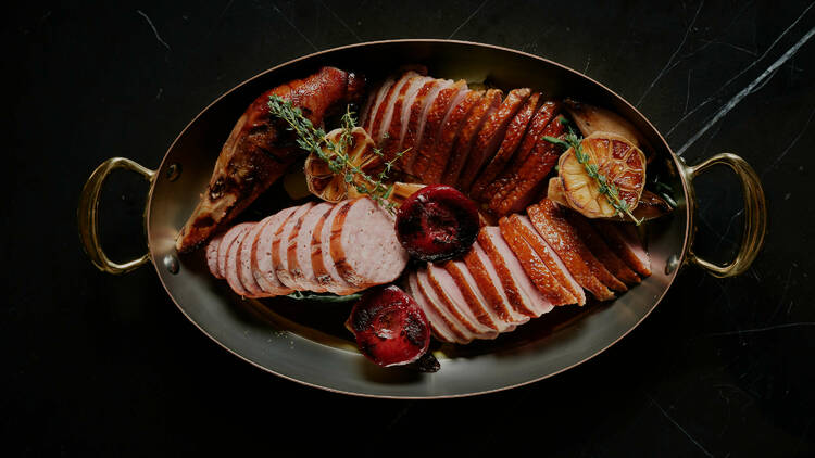 A whole roasted duck at Brasserie 1930