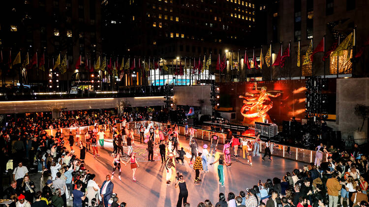 Roller skate at at Rockefeller Center