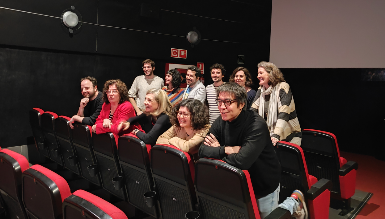 El equipo de Espai Texas, en la sala que se convertirá en teatro
