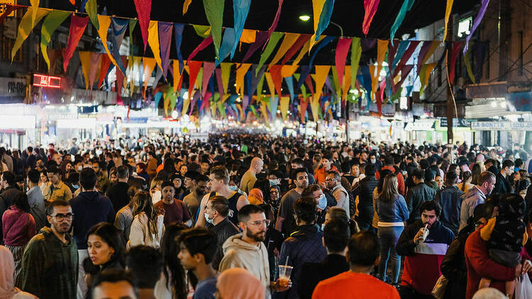 Lots of people enjoying themselves at Ramadan Nights Lakemba