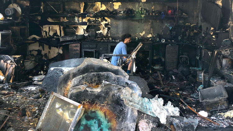 The ruins of the studio after a huge fire 