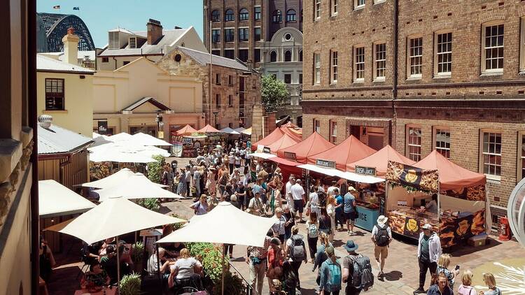 An aerial view of The Rocks Markets