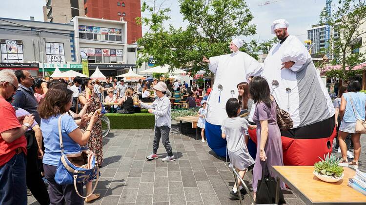 Performers on the street at Strathfield Festival