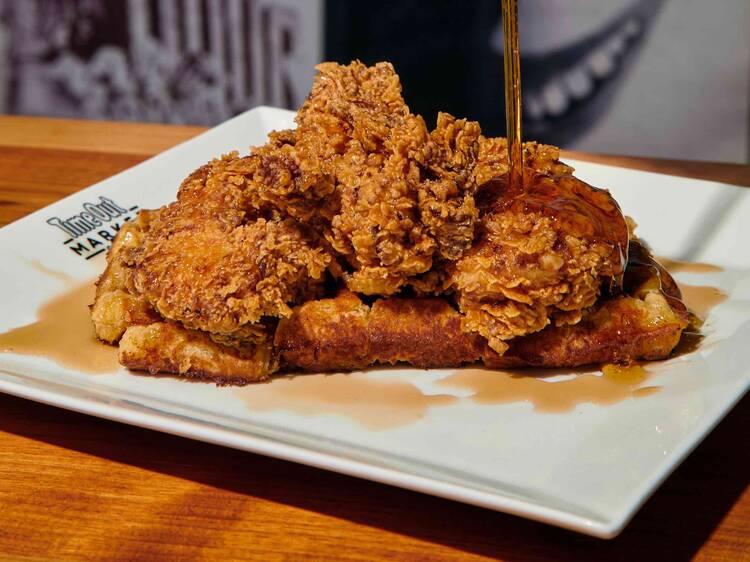 Fried chicken and waffles at Luella’s Southern Kitchen