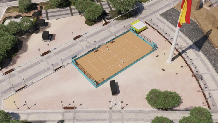 Pista de tenis en la Plaza de Colón