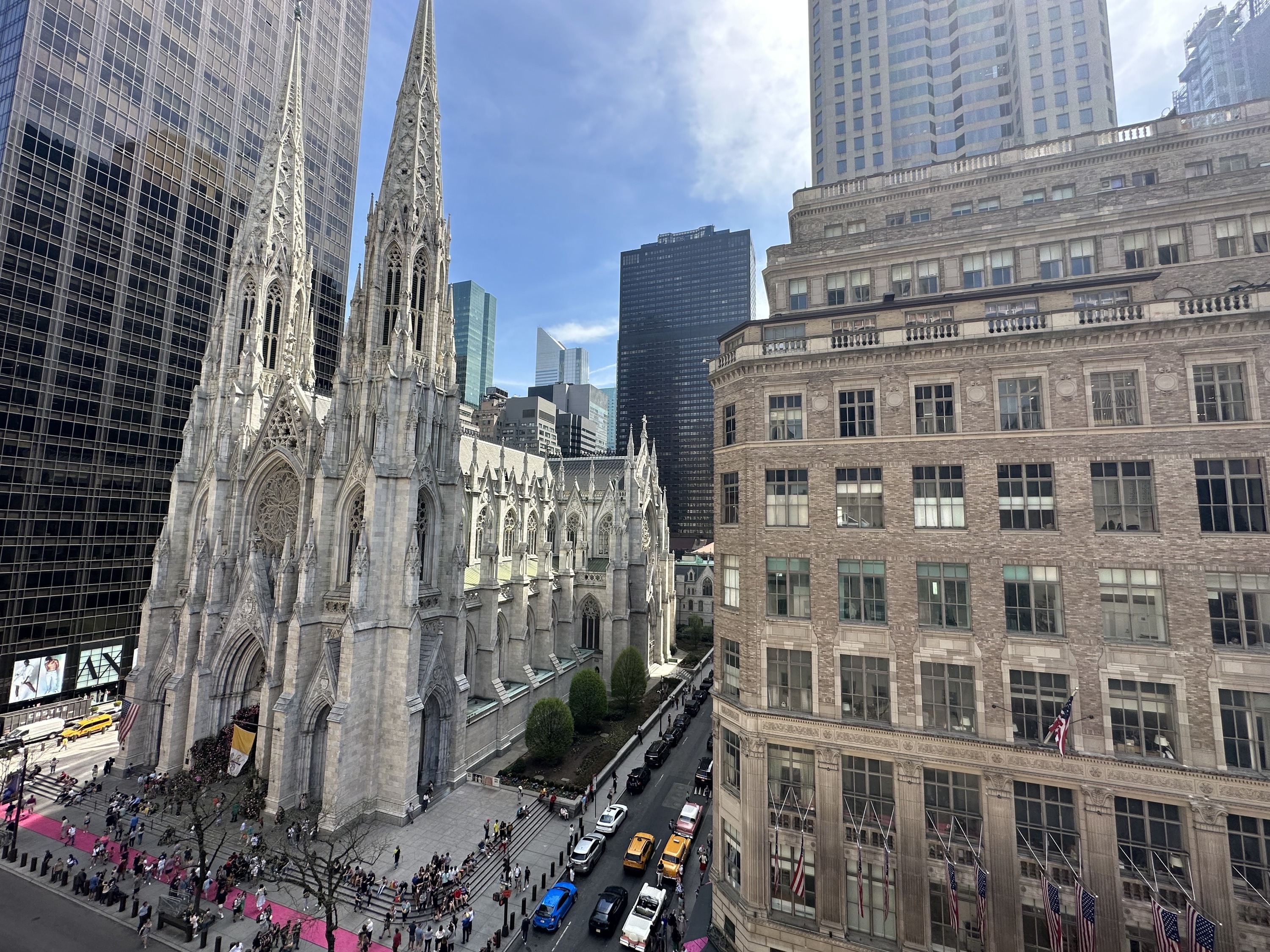 The pink carpet from above.