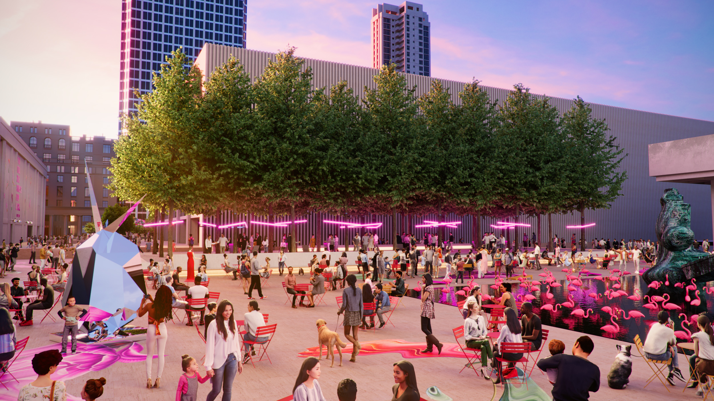 Clint Ramos’s installation on Hearst Plaza at Lincoln Center