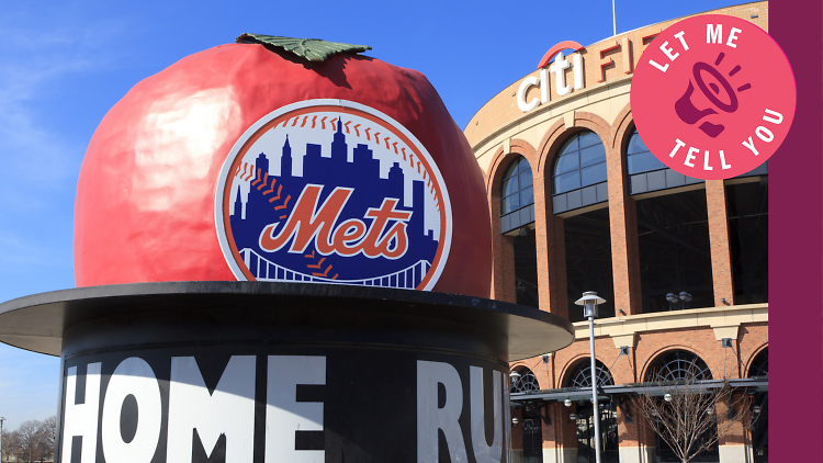 The Mets’ Citi Field with ‘let me tell you’ logo on it