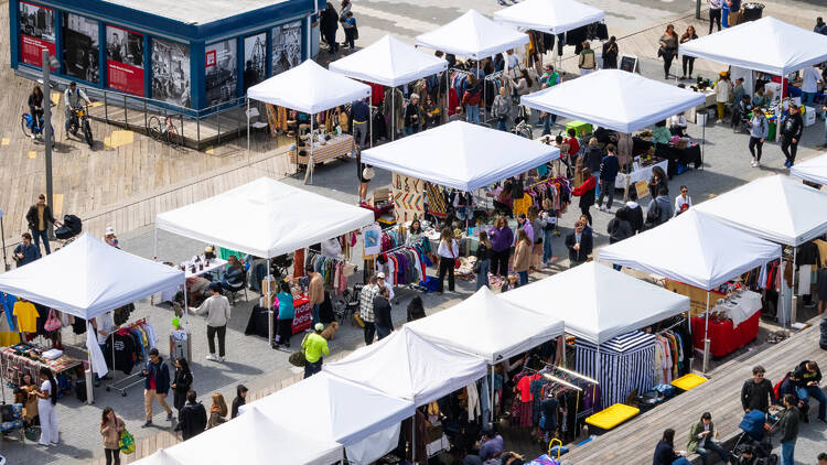 Pop-up tents for a street fair.