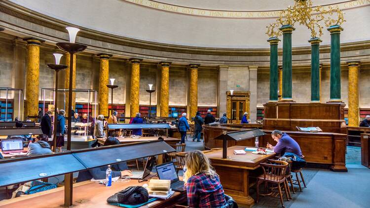 Inside a library reading room 