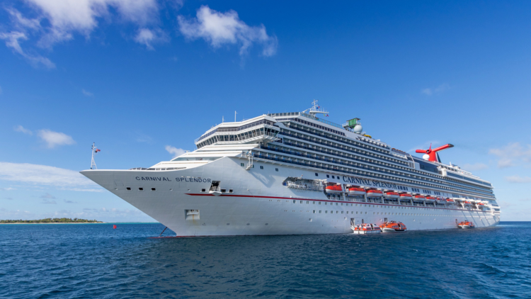 A cruise ship sailing on blue waters