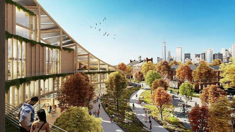 A rendering of the New York Climate Exchange on Governors Island