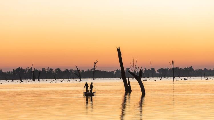 Sunset fishing on Lake Mulwala