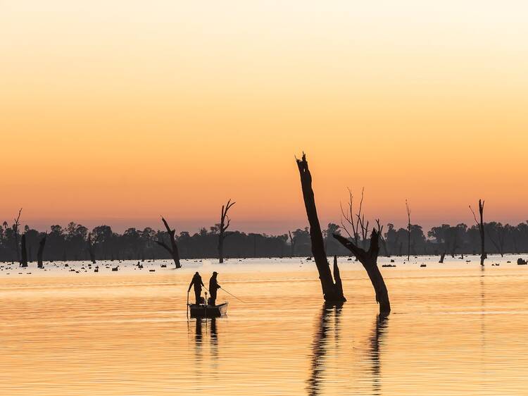 Sunset fishing on Lake Mulwala