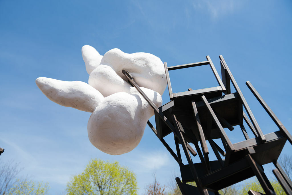 BALTOW, POLAND - OCTOBER 19..2019 Poland. Jurassic Park in Bałtów. An  exaggerated sculpture of a pterodactyl hatching from an egg from an  exhibition Stock Photo - Alamy