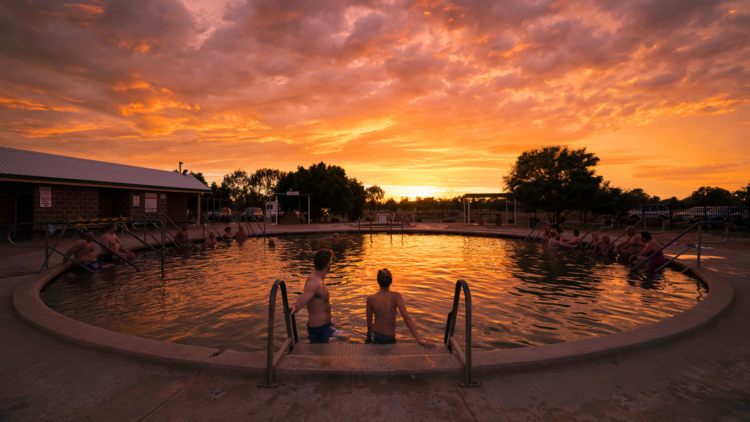Thermal pool at sunset