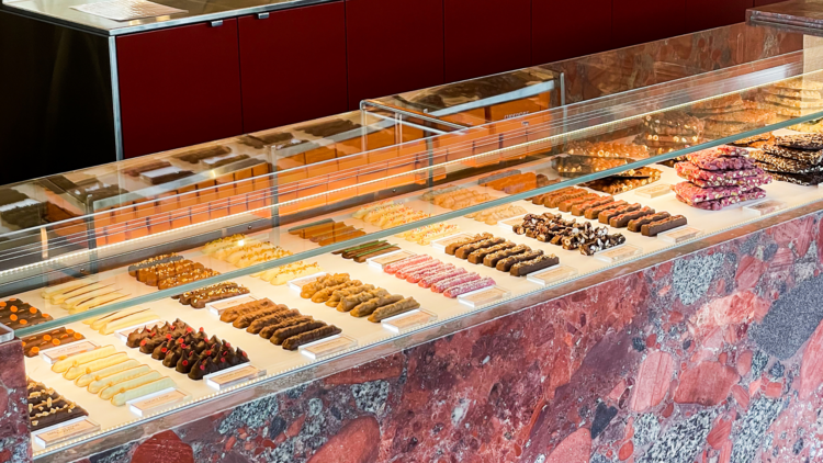 Rows of Messina chocolate bars