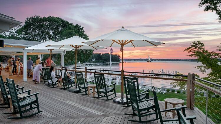 The view of the terrace at the Pridwin on Shelter Island