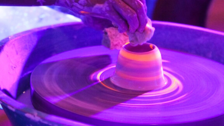 A glow in the dark pottery wheel 