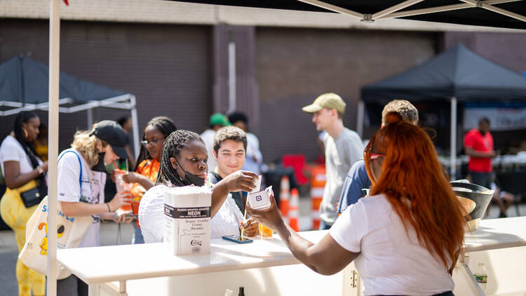 People at a block party.