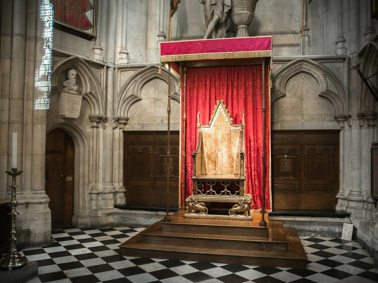 You can visit the ultra-ancient coronation chair at Westminster Abbey
