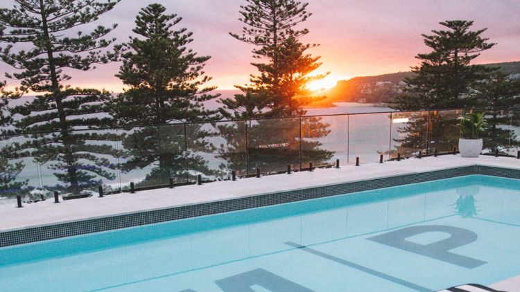 The rooftop pool at the Manly Pacific 