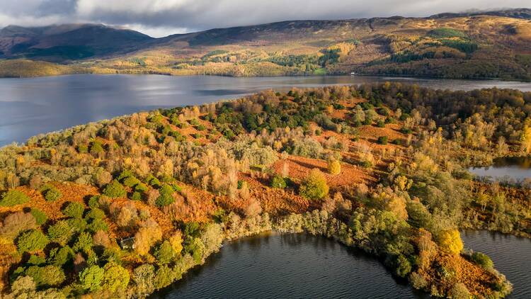 Inchlonaig Island on Loch Lomond, Scotland