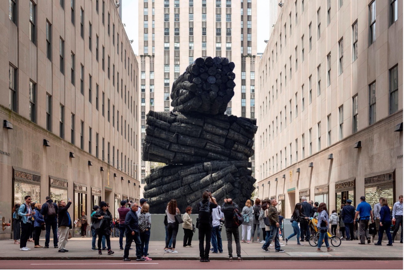 A 26-foot-tall charcoal sculpture is coming to Rockefeller Center