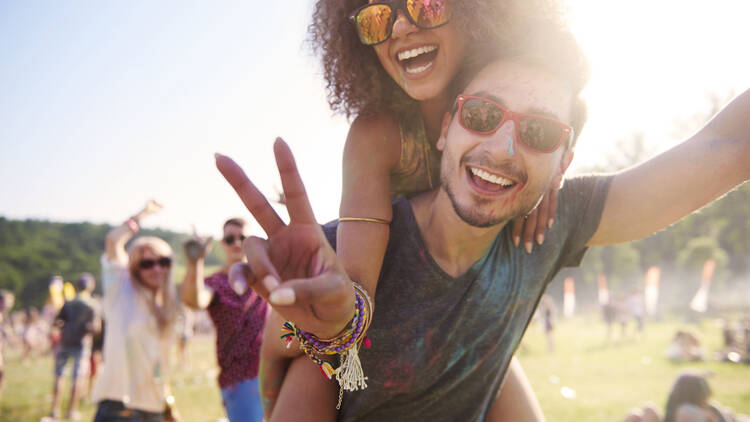 Couple at a music festival 