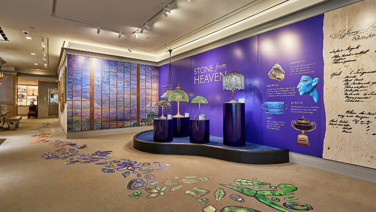 A gallery view of the Tiffany in Color exhibit.