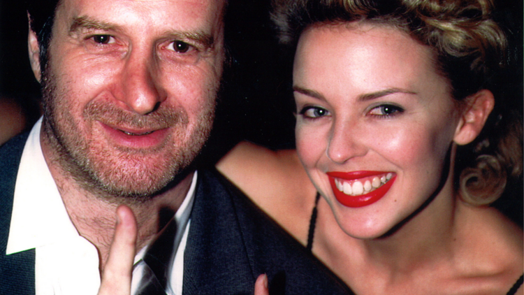 Michael Gudinski and Kylie Minogue smiling