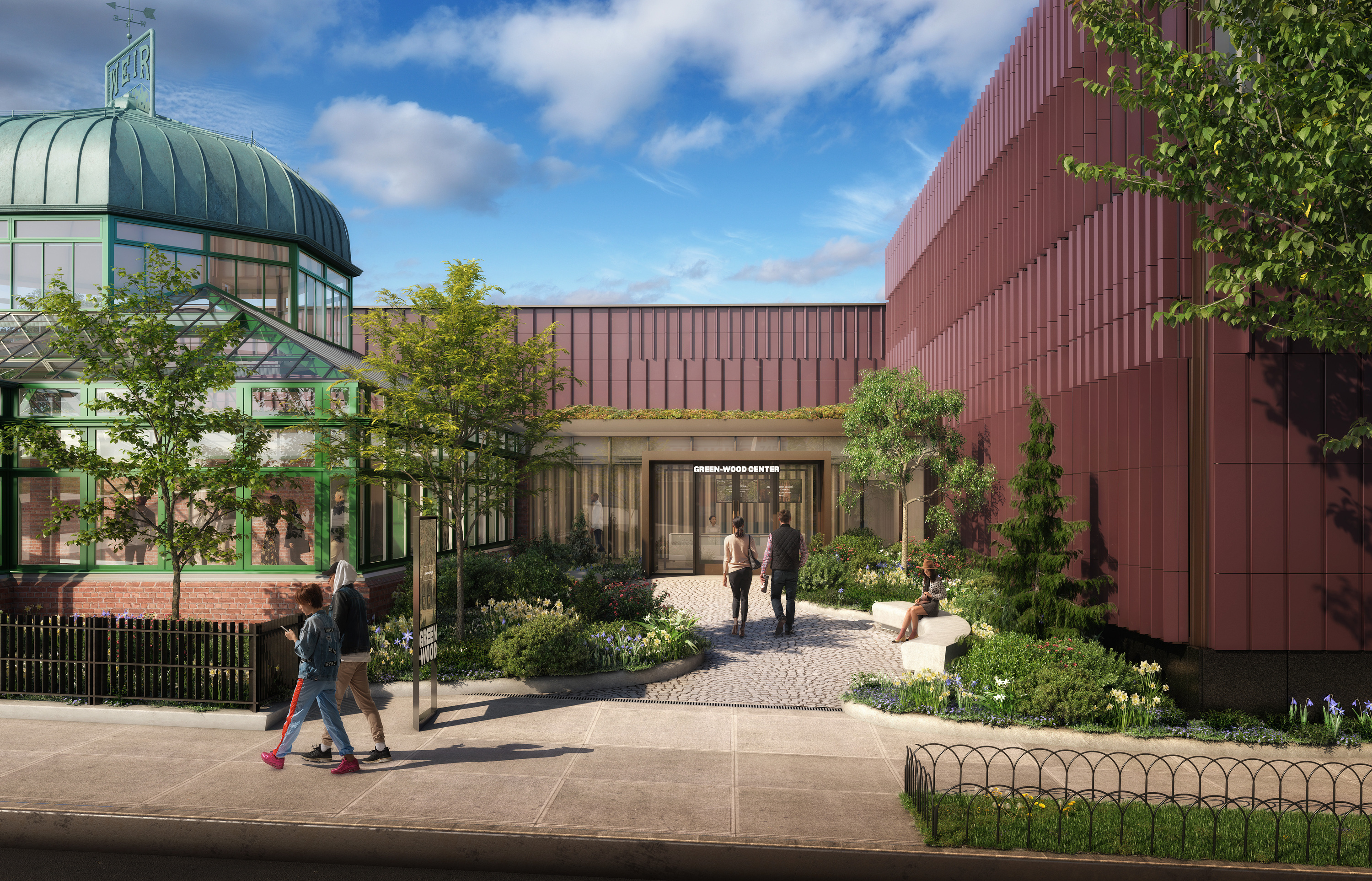 Green-Wood Cemetery’s new welcome and educational center entrance rendering