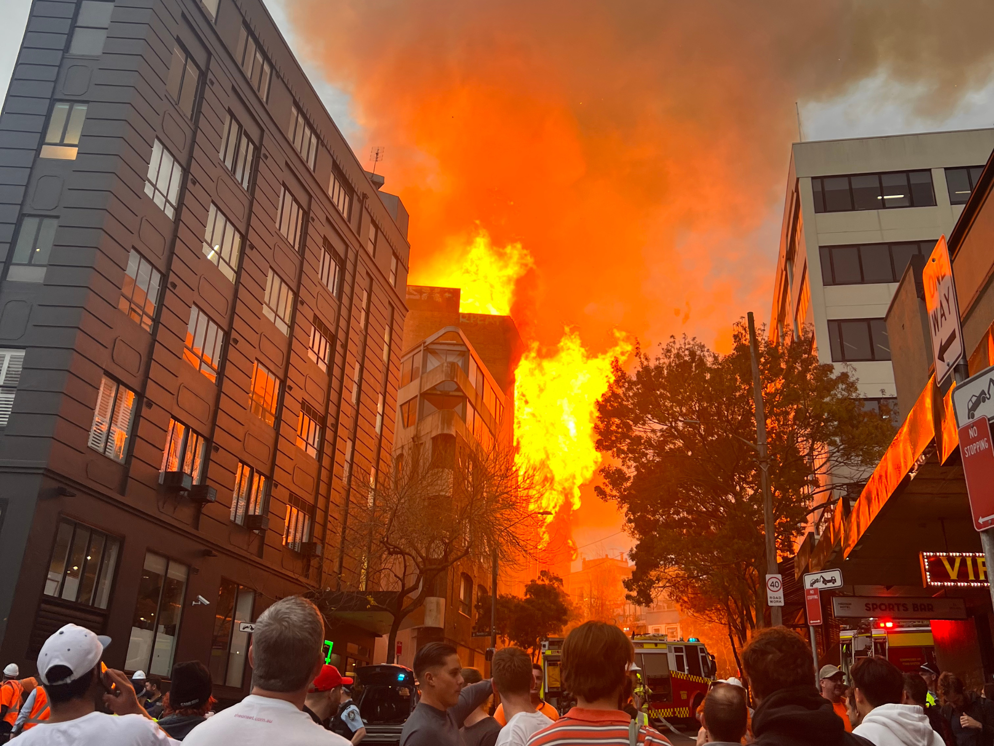 Fire blazes in a office building
