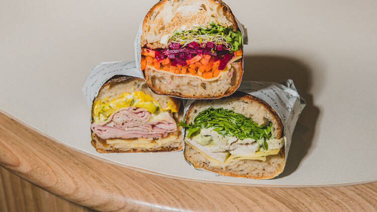 Three colourful and delicious sangas from Good Ways deli