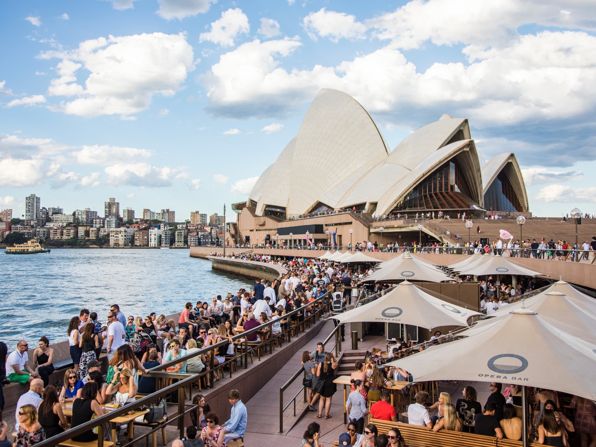 Sydney Opera House, harbour and bars.