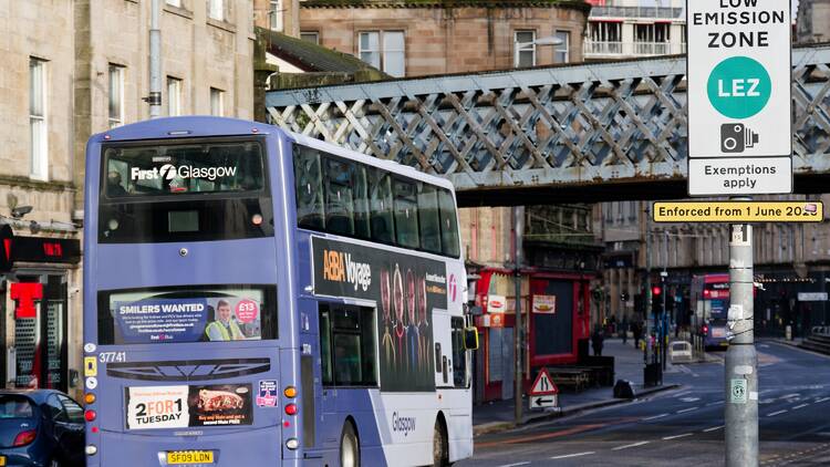 Glasgow bus on a road 